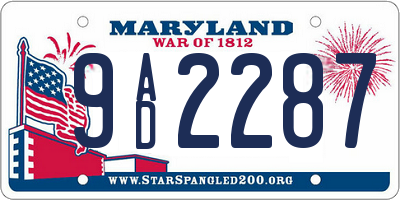 MD license plate 9AD2287