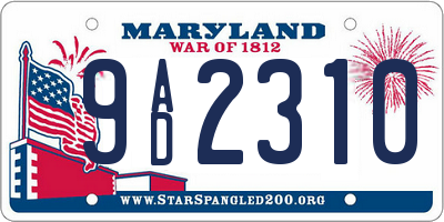 MD license plate 9AD2310