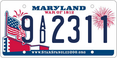 MD license plate 9AD2311