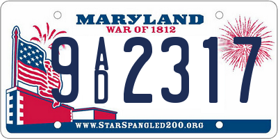 MD license plate 9AD2317