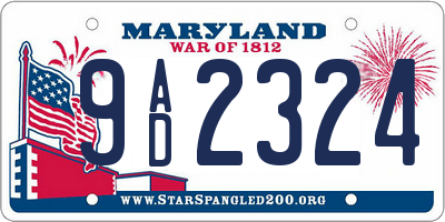 MD license plate 9AD2324
