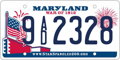 MD license plate 9AD2328