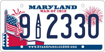 MD license plate 9AD2330