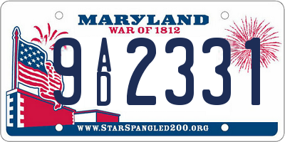 MD license plate 9AD2331