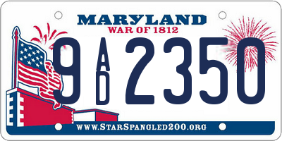 MD license plate 9AD2350