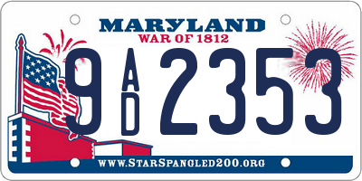 MD license plate 9AD2353
