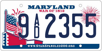MD license plate 9AD2355