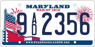 MD license plate 9AD2356