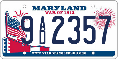 MD license plate 9AD2357