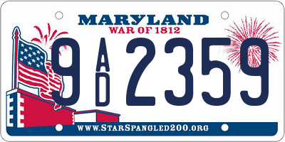 MD license plate 9AD2359