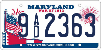 MD license plate 9AD2363