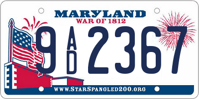 MD license plate 9AD2367