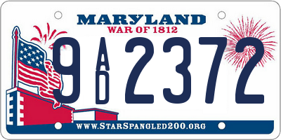 MD license plate 9AD2372