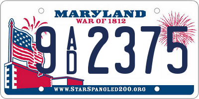 MD license plate 9AD2375