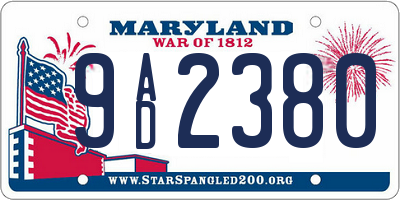 MD license plate 9AD2380