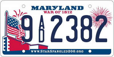 MD license plate 9AD2382