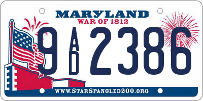 MD license plate 9AD2386