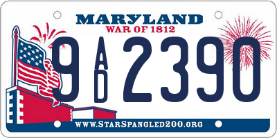 MD license plate 9AD2390