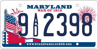 MD license plate 9AD2398