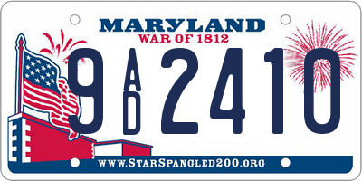 MD license plate 9AD2410