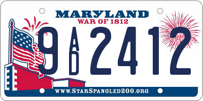 MD license plate 9AD2412