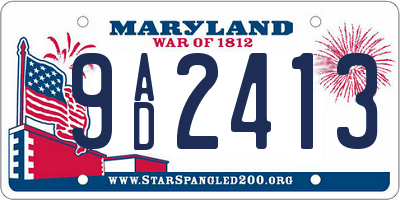 MD license plate 9AD2413