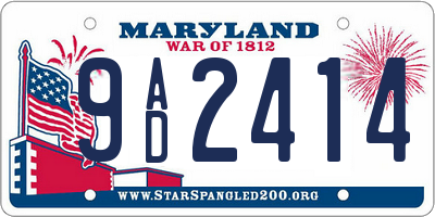 MD license plate 9AD2414