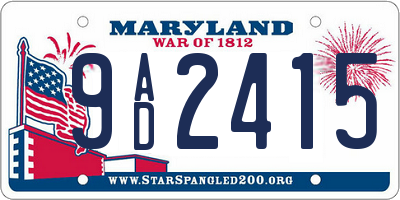 MD license plate 9AD2415