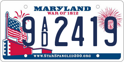 MD license plate 9AD2419