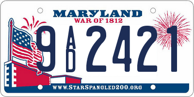 MD license plate 9AD2421