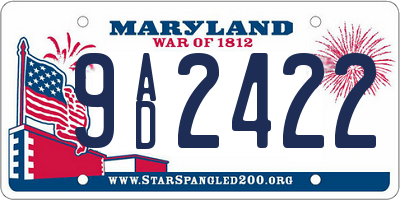 MD license plate 9AD2422