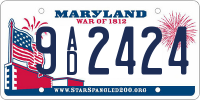 MD license plate 9AD2424