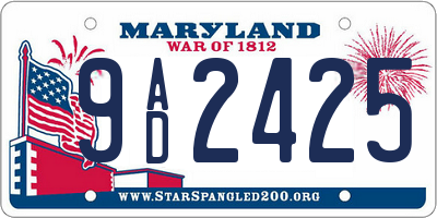 MD license plate 9AD2425