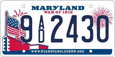 MD license plate 9AD2430