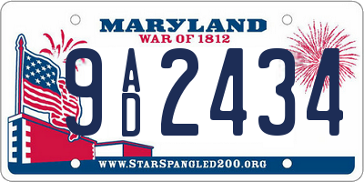 MD license plate 9AD2434