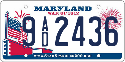 MD license plate 9AD2436