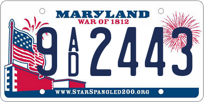 MD license plate 9AD2443