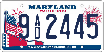 MD license plate 9AD2445