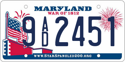 MD license plate 9AD2451