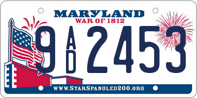 MD license plate 9AD2453