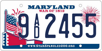 MD license plate 9AD2455