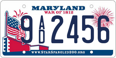 MD license plate 9AD2456