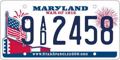 MD license plate 9AD2458
