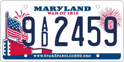 MD license plate 9AD2459