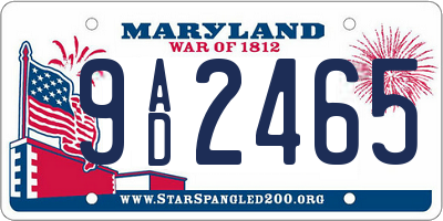 MD license plate 9AD2465