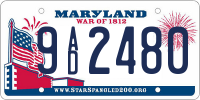MD license plate 9AD2480