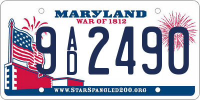 MD license plate 9AD2490