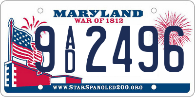 MD license plate 9AD2496
