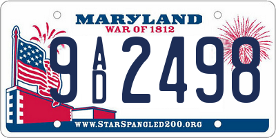 MD license plate 9AD2498