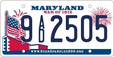 MD license plate 9AD2505